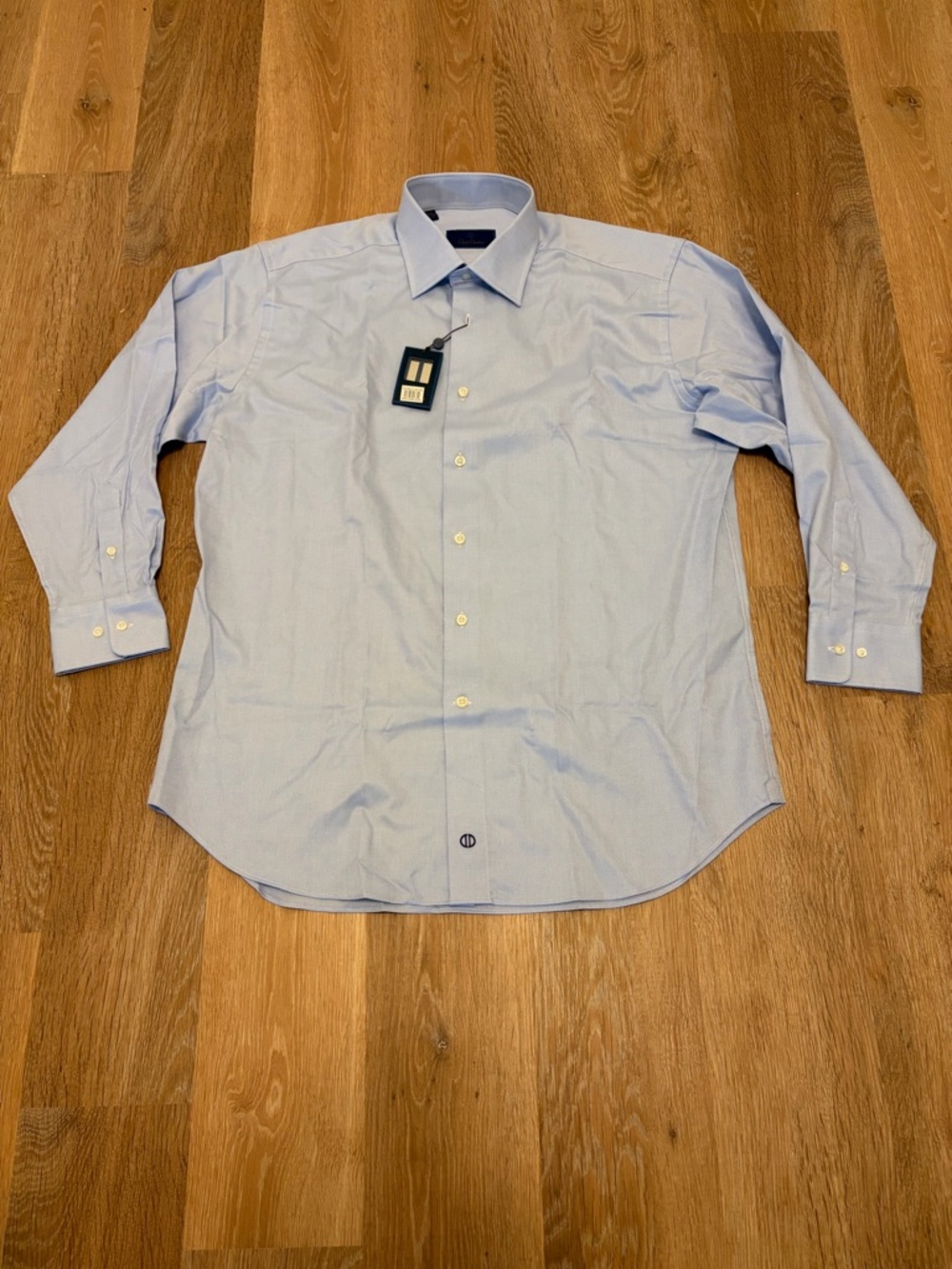 NWT David Donahue Light Blue Men's Dress Shirt 16.5 32/33 w  Collar Stay $145
